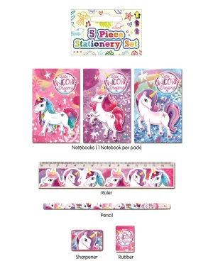 5 Piece Stationary Set - Pink Unicorn