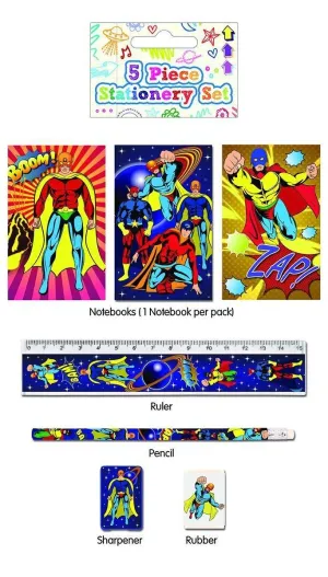 5 Piece Superhero Stationery Set