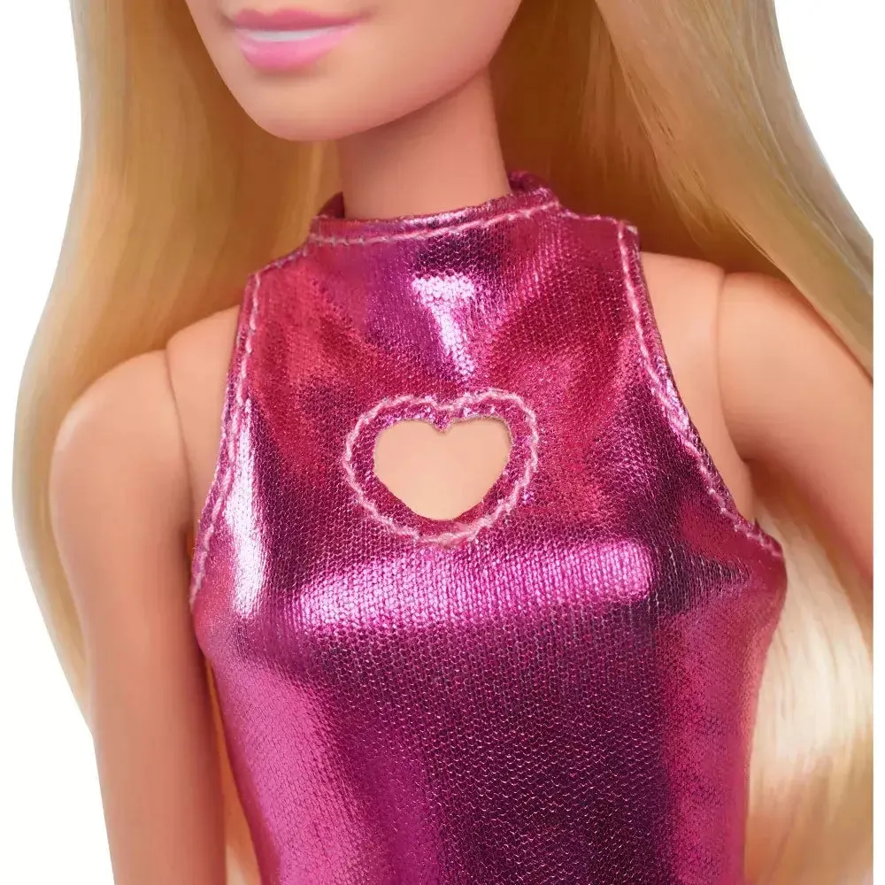 Barbie Fashionistas #230 Metallic Pink Minidress with Heart Cut-Out and Blond Hair Fashion Doll
