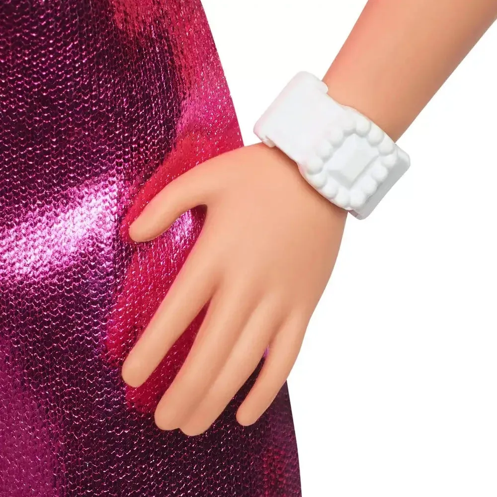 Barbie Fashionistas #230 Metallic Pink Minidress with Heart Cut-Out and Blond Hair Fashion Doll