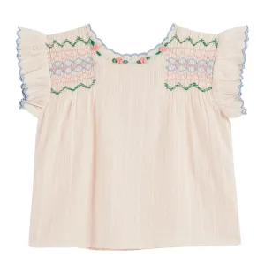 BRODEE SMOCKED BLOUSE - PASTEL PINK