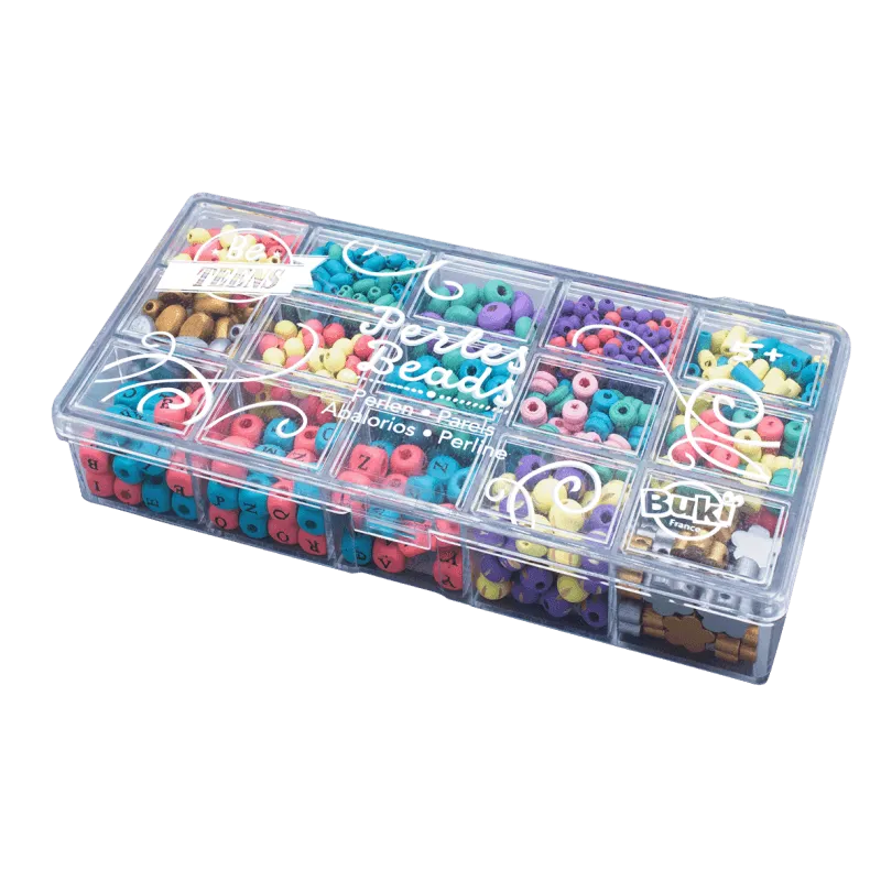 BUKI France Box of Wooden Beads  Colours