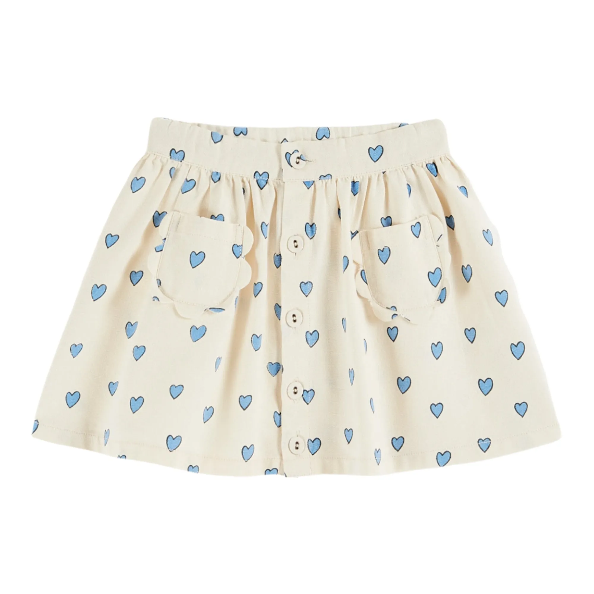 CIRCLE POCKET SKIRT WITH BLUE HEARTS