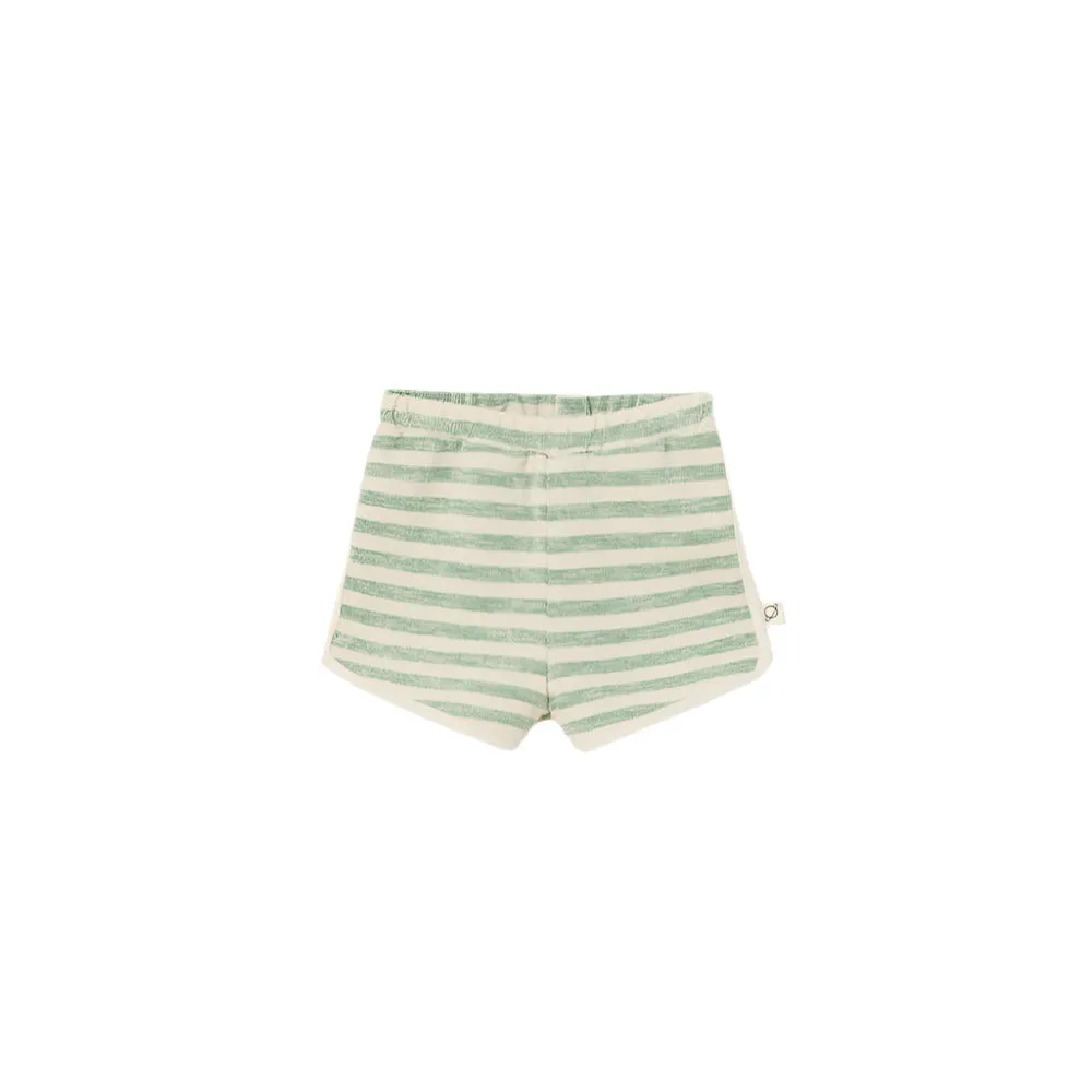 ELIO GREEN GRASS STRIPE BABY SHORTS