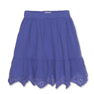 GAUZE EMBROIRED FINISHED HEM SKIRT