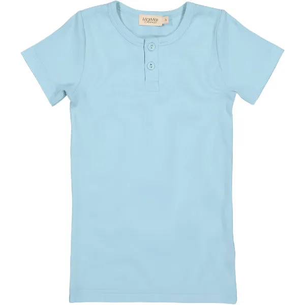 HEAVENLY BLUE RIBBED HENLEY SHIRT