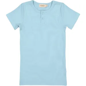 HEAVENLY BLUE RIBBED HENLEY SHIRT