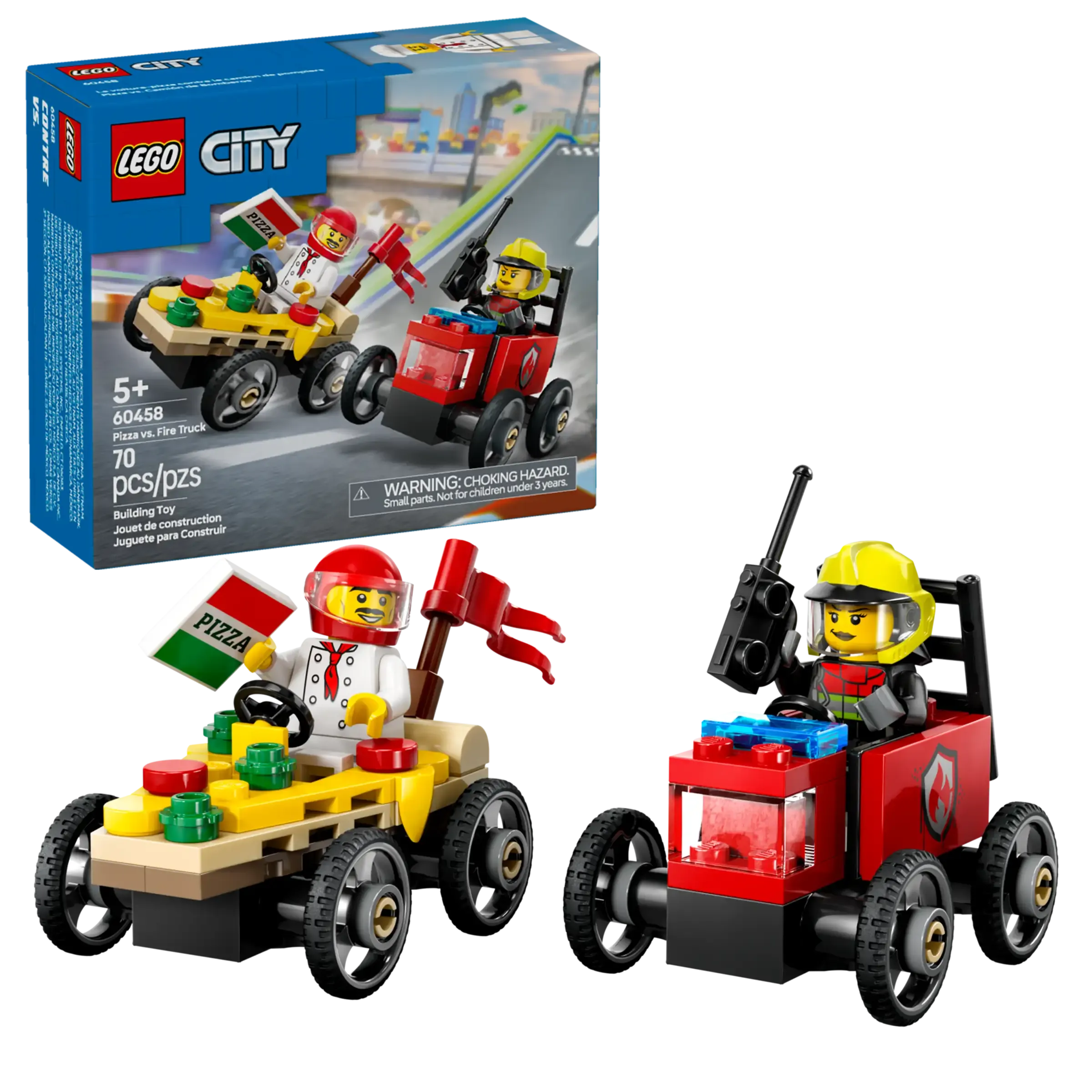 LEGO CITY 60458 Pizza vs. Fire Truck Race Car Pack