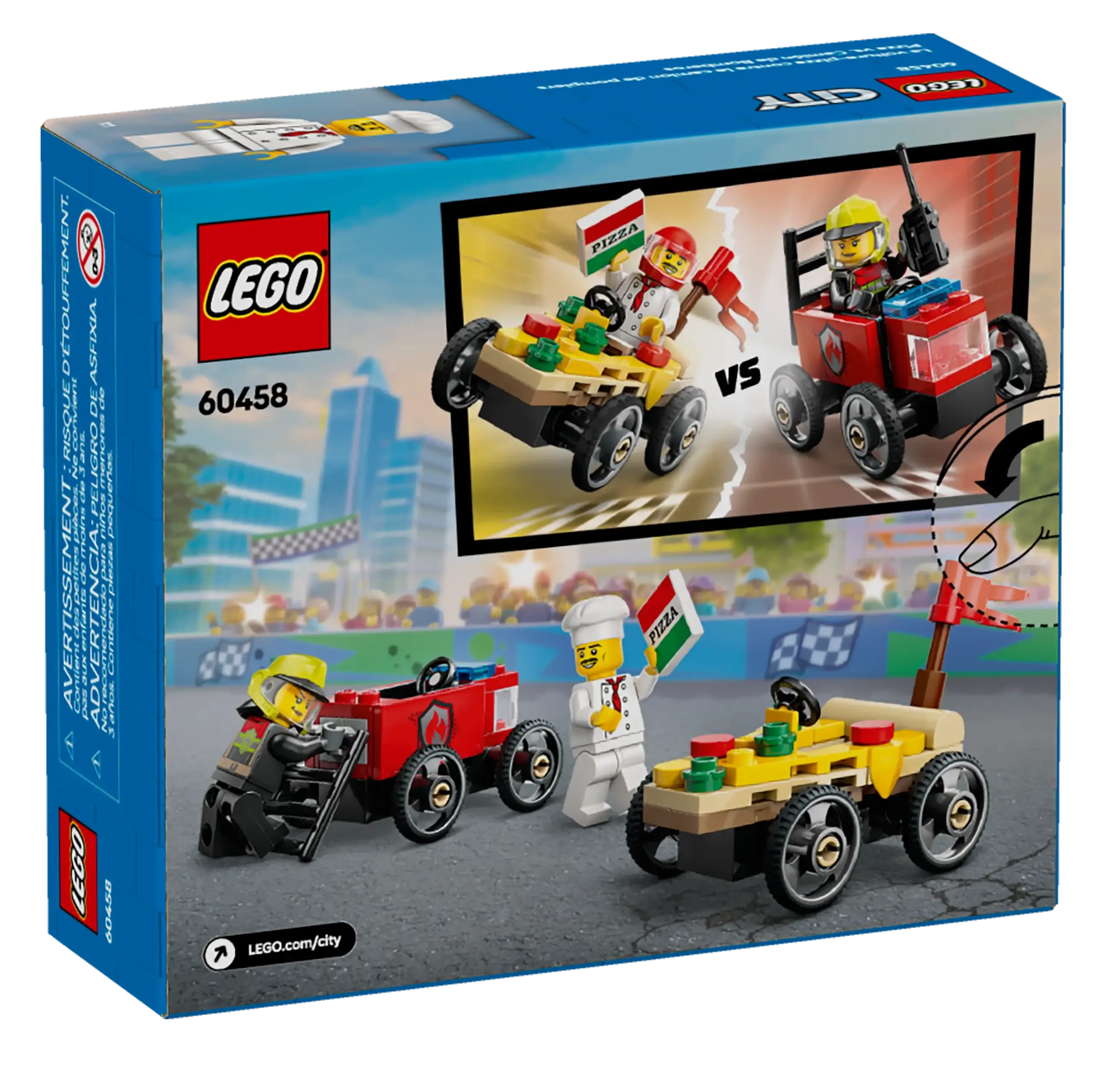 LEGO CITY 60458 Pizza vs. Fire Truck Race Car Pack