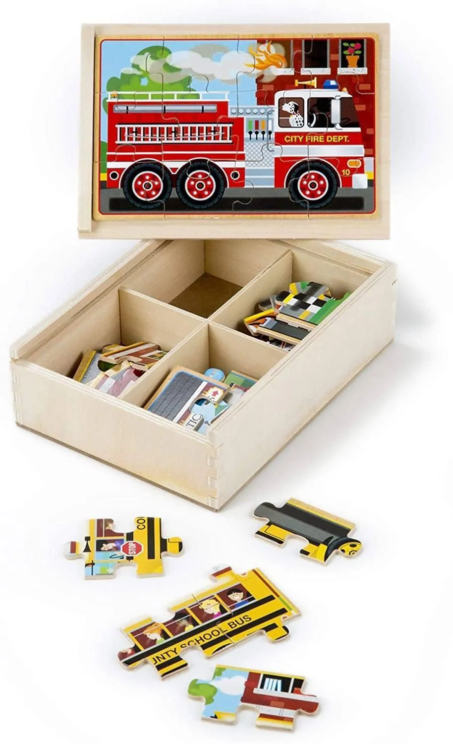 Melissa & Doug 13794 Vehicle Puzzles in a Box