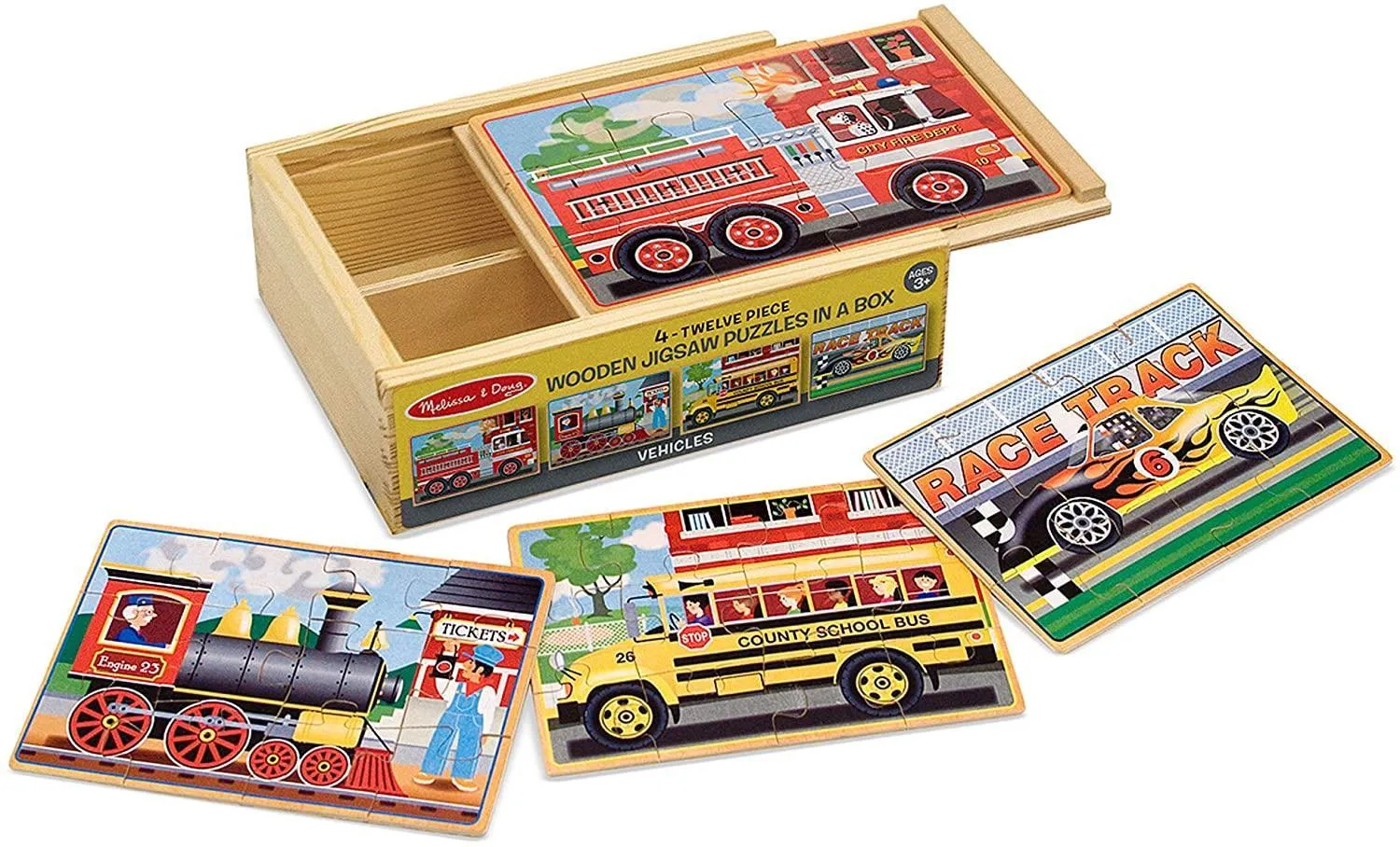 Melissa & Doug 13794 Vehicle Puzzles in a Box