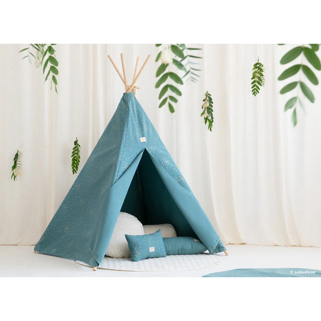 nobodinoz Phoenix Teepee Gold Confetti/Magic Green