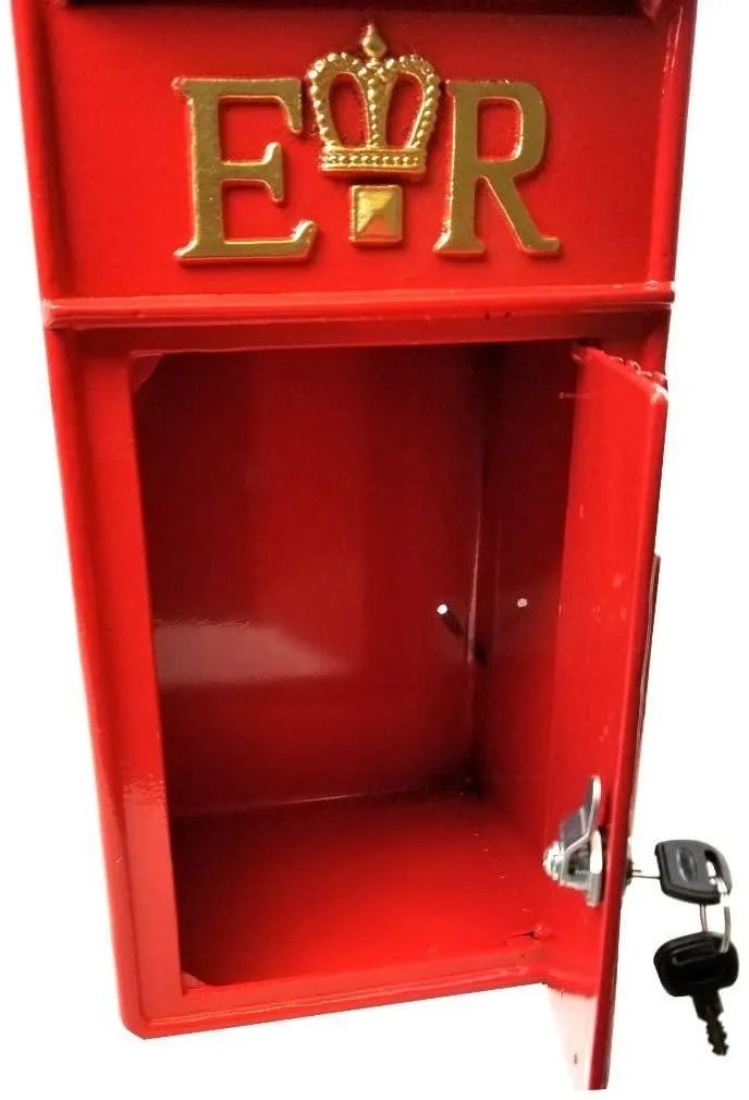 Replica British Royal Mail ER Post Box or Letter Box - Red