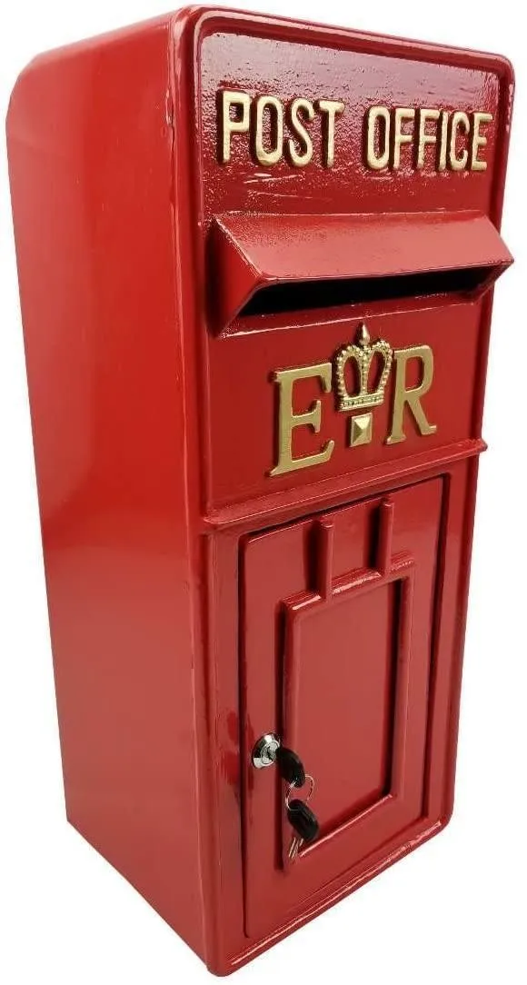 Replica British Royal Mail ER Post Box or Letter Box - Red