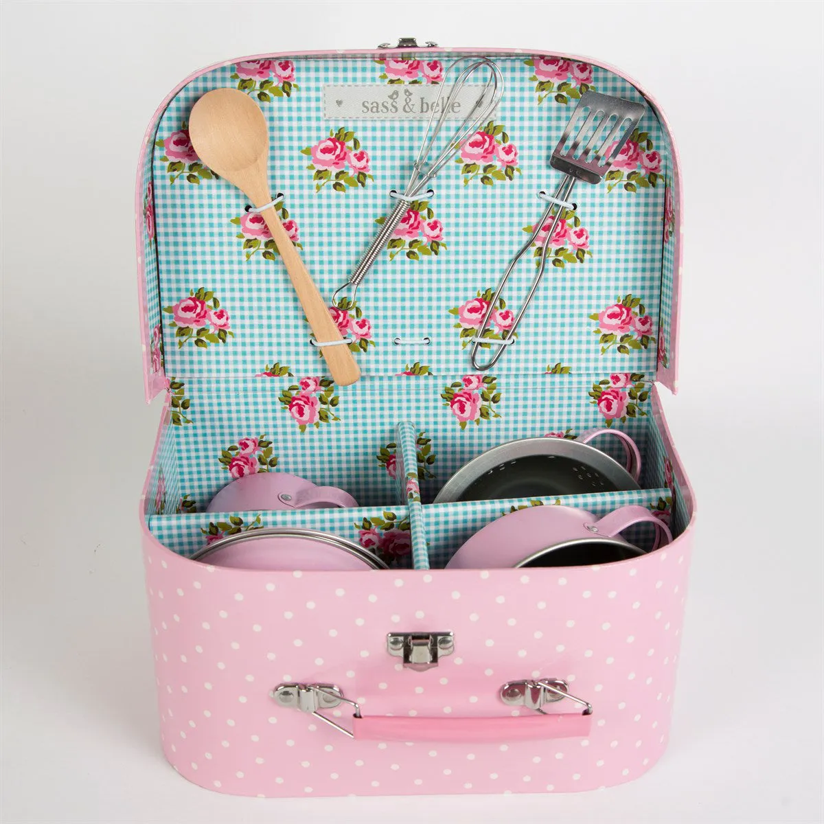 RJB Stone Kids Kitchen Cooking Box Set-Pink Polka Dot