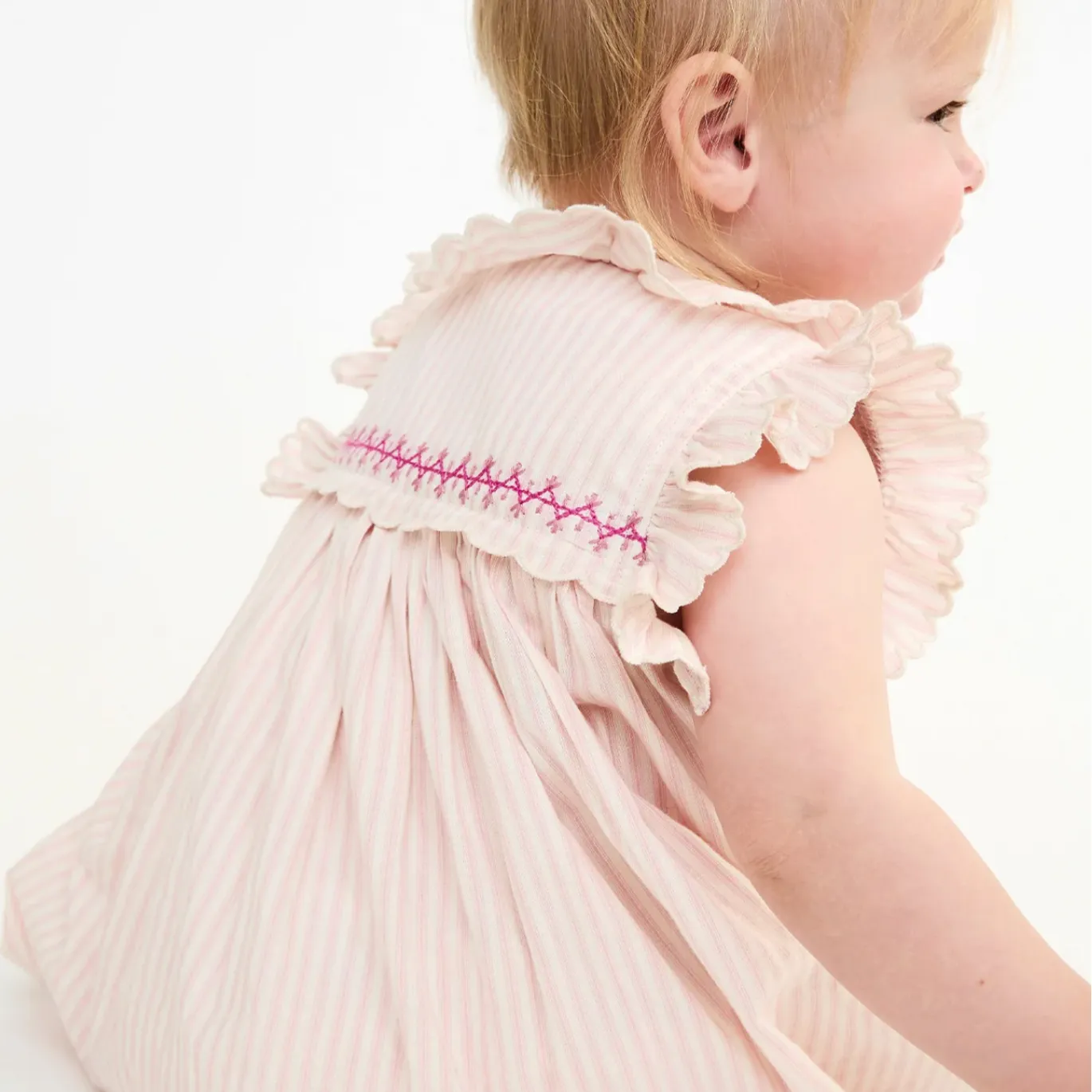 SADIE BABY DRESS - PETAL TICKING
