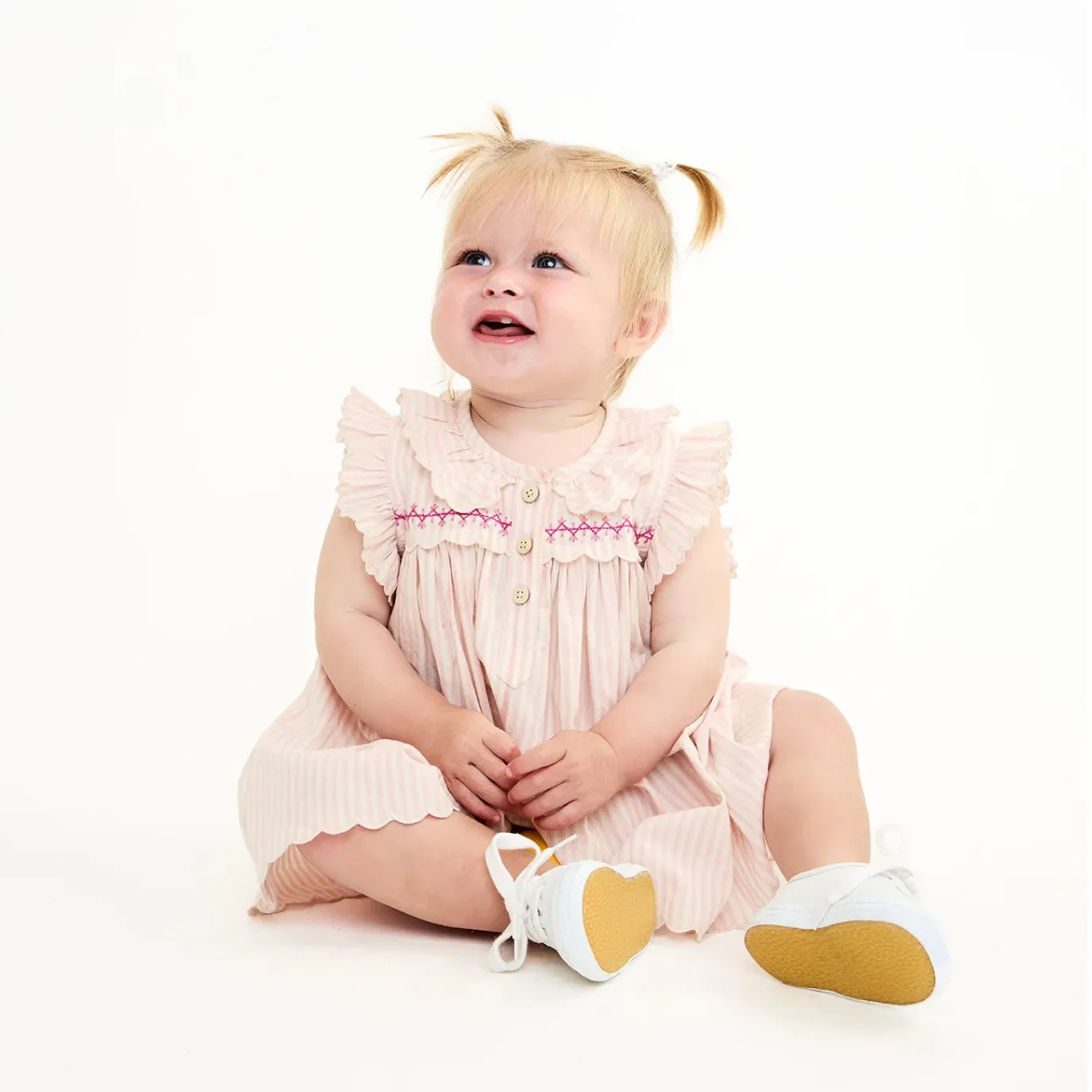 SADIE BABY DRESS - PETAL TICKING