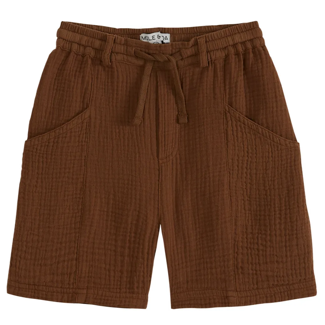 SHORTS COTTON GAUZE SHORTS - COOKIE