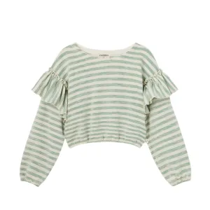 SILVIA GREEN GRASS STRIPE SWEATSHIRT