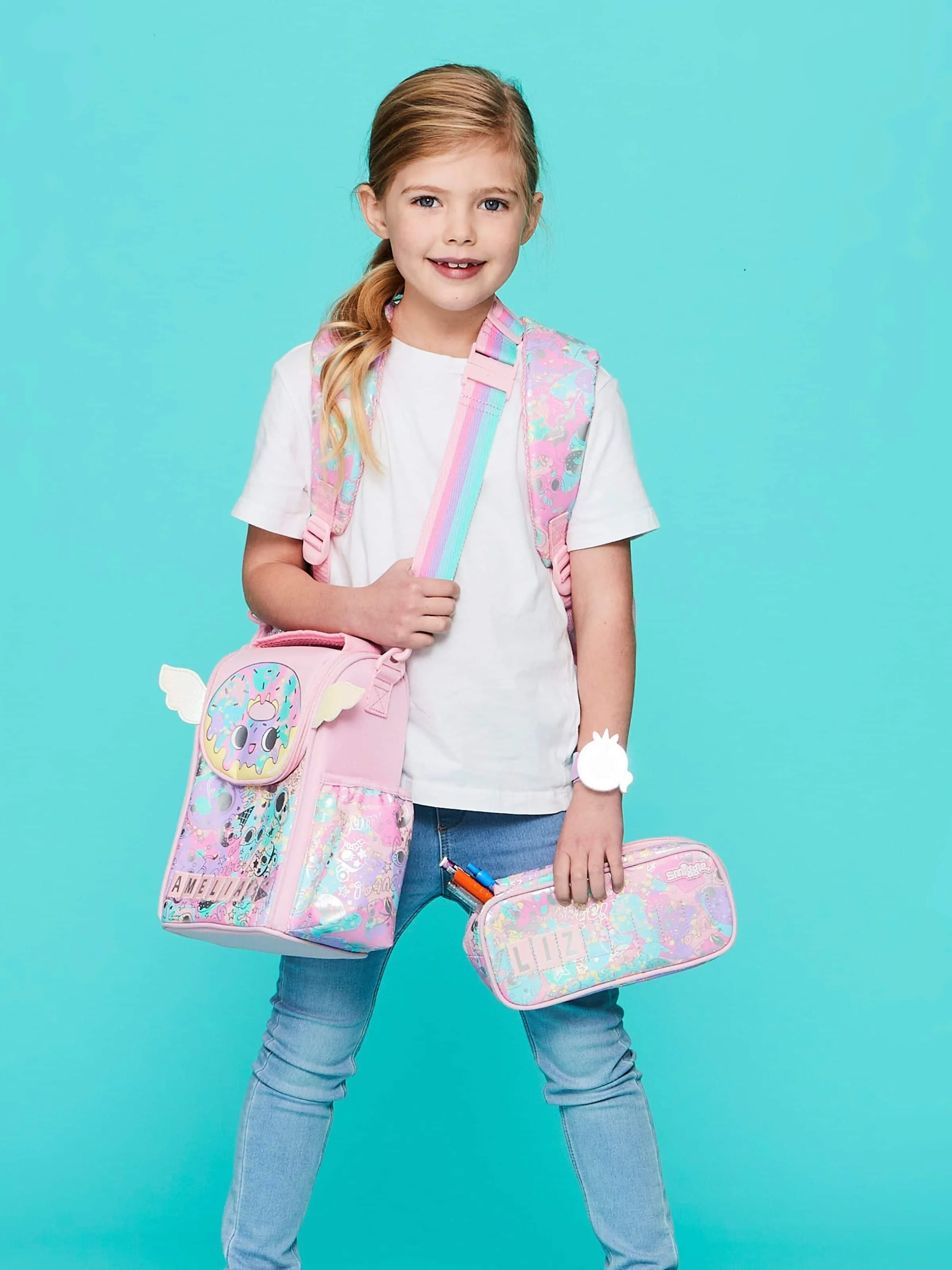 SMIGGLE Sky Hi Junior Id Lunchbox With Strap - Peach