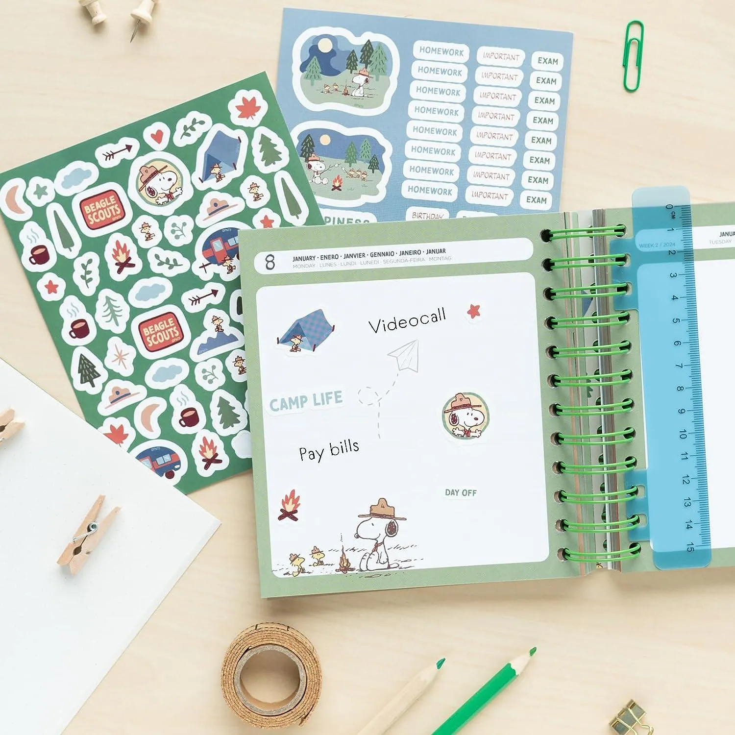 SNOOPY 2023/2024 School Diary Day To Page 11 Months