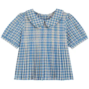 VICHY LAGOON BLUE GINGHAM CHECK BLOUSE
